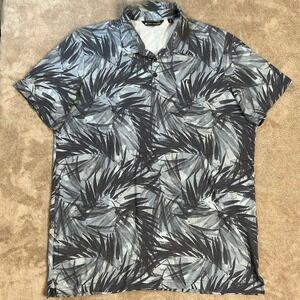 Travis Mathew Men's Size XXL Golf Polo Shirt Forest Reserve Floral Blue Hawaiian